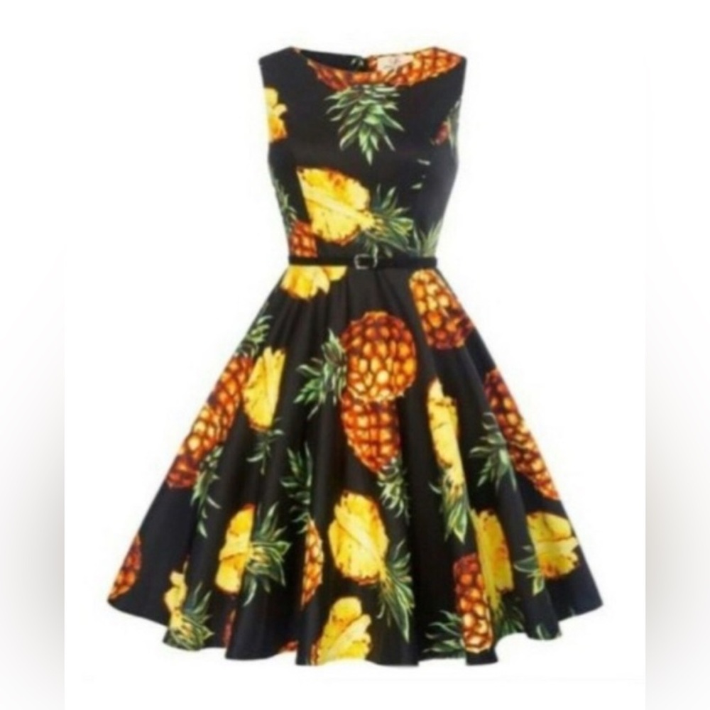 Grace Karin black Pineapple print dress size Small NWT